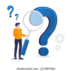 Isometric illustration concept looking for a question mark solution