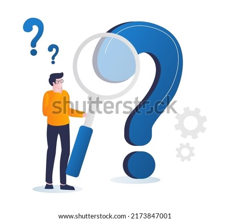 Isometric illustration concept looking for a question mark solution