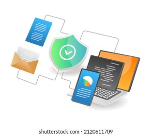 Isometric illustration concept. Programming language network security