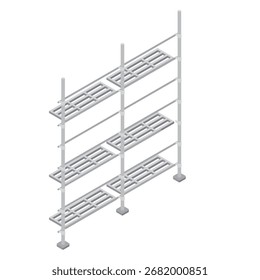 Isometric illustration of a construction scaffolding unit viewed from the side.