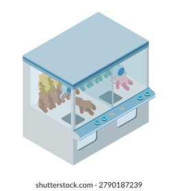 Isometric illustration: Crane game (plushies)