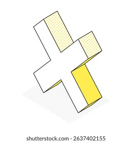 An isometric illustration of a cross mark (×) in yellow and white, used for denial, warning, or NG symbols.