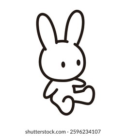 Isometric illustration of a cute stuffed rabbit. Vector data can be edited to change line width.