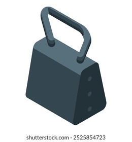 Isometric illustration of a dark gray handbag with short handles