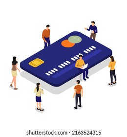 Isometric illustration design concept credit card payment