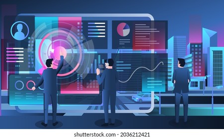 
Isometric illustration design concept. digital transformation technology and futuristic website seo optimization