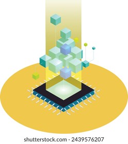 Isometric illustration design concept.
perform cloud server data analysis and
trading. Cloud migration concept with
symbol of floating cloud and upload arrow
as isometric 3d vector illustration.