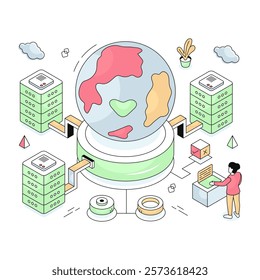A isometric illustration design of global server