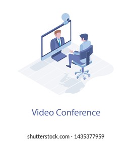 
Isometric Illustration Design Of Video Conference 
