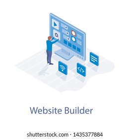 
Isometric illustration design of website builder 
