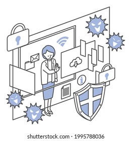 isometric illustration of digital technology