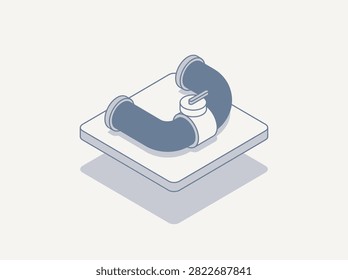 Isometric illustration of a drain pipe cleanout for plumbing services. Vector illustration.