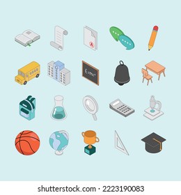 isometric illustration of education element