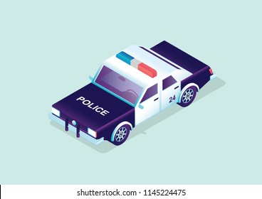 Isometric illustration of emergency service car police