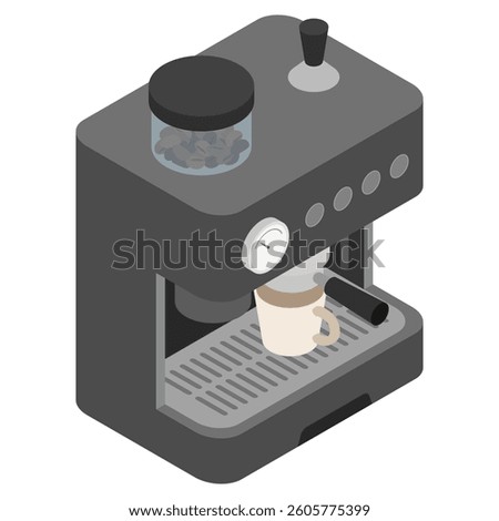 Isometric illustration: an espresso machine