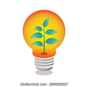 Isometric illustration flat concept. plants grow in the bulb like a business