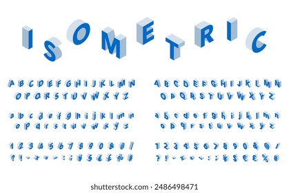 Isometric illustration: Isometric font (blue)