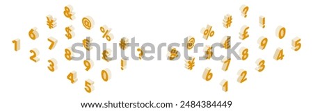 Isometric illustration: isometric font numbers (yellow)