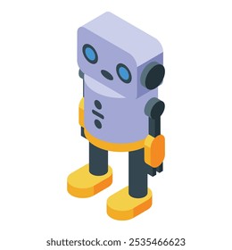 Isometric illustration of a friendly robot standing with its arms at its sides