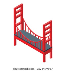 Ilustração isométrica da ponte do portão dourado, uma ponte suspensa que abrange o estreito do portão dourado conectando são francisco e marin county, califórnia