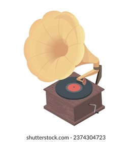 Icométrica ilustración de un gramófono