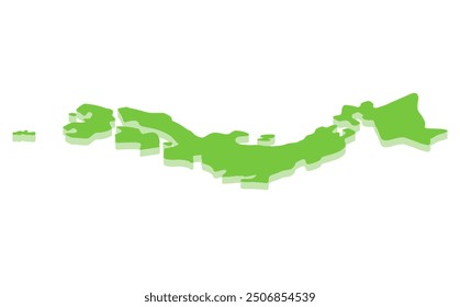 Ilustración isométrica: mapa verde de Japón