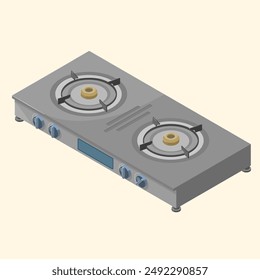Ilustración isométrica de estufa gris