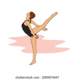 isometric illustration of gymnast action in competition