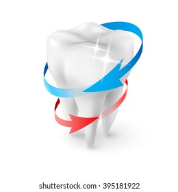 Isometric Illustration Herbal And Fluoride Protection Icon Of A Tooth