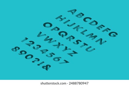 Isometric illustration: hole font right set (blue)