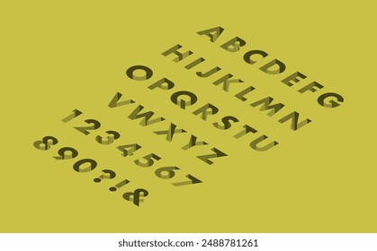 Isometric illustration: hole font right set (yellow)