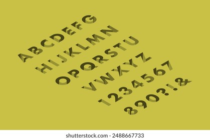 
Isometric illustration: hole font set (yellow)