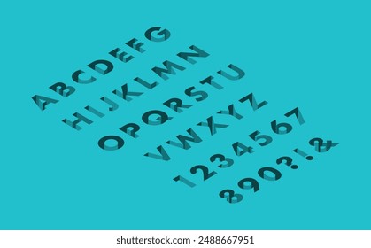 Isometric illustration: hole font set (blue)