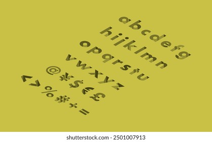 Isometric illustration: hole small font right set (yellow)