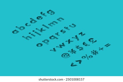 Isometric illustration: hole small font left set (blue)