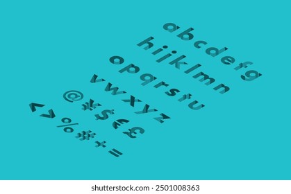 Isometric illustration: hole small font right set (blue)