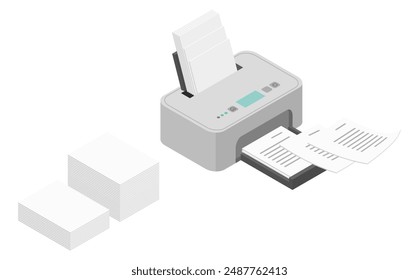 Isometric illustration: home inkjet printer