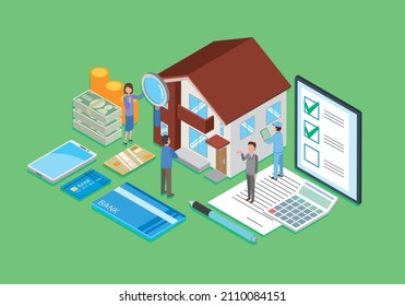 Isometric illustration of home purchase image