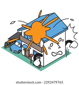 It is an isometric illustration of a house where a gas explosion occurred.