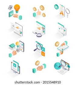 
Isometric illustration icon concept. management and professional diagrams for business
