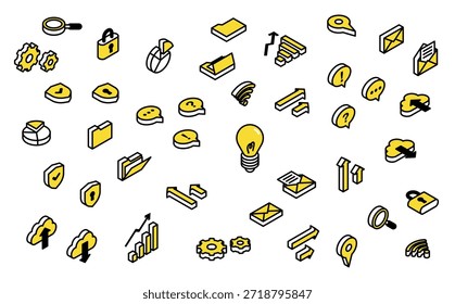 Isometric Illustration: Icon Set (Yellow)