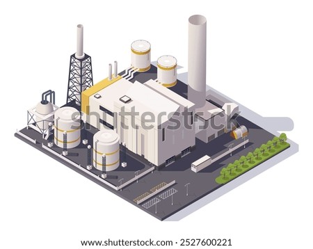 Isometric illustration of an industrial factory complex. Vector illustration