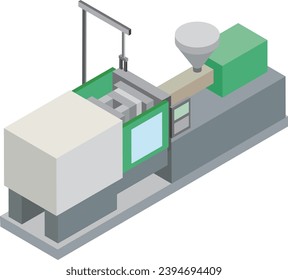 Isometric illustration of injection molding machine