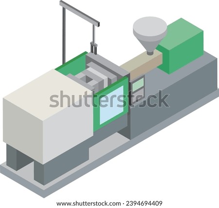 Isometric illustration of injection molding machine
