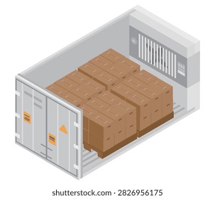 Isometric illustration of the interior of a reefer container.