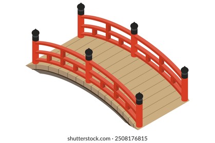 Ilustración isométrica: Puente tradicional japonés