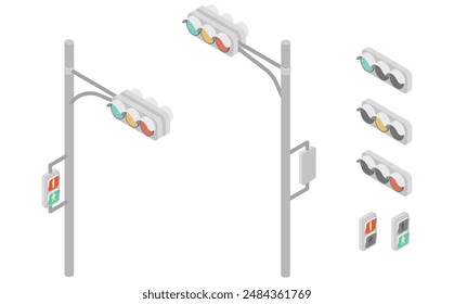 Isometric illustration: Japanese traffic light