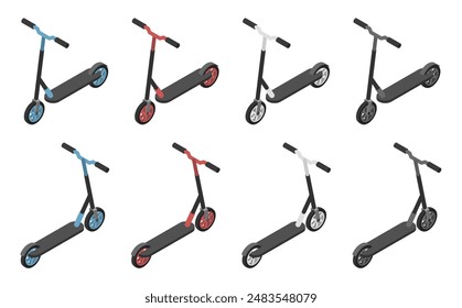 Isometric illustration: kick scooter set