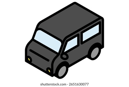 Isometric illustration of a light wagon with simple line drawing, Vector Illustration