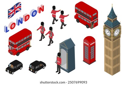 Isometric illustration: London icon set